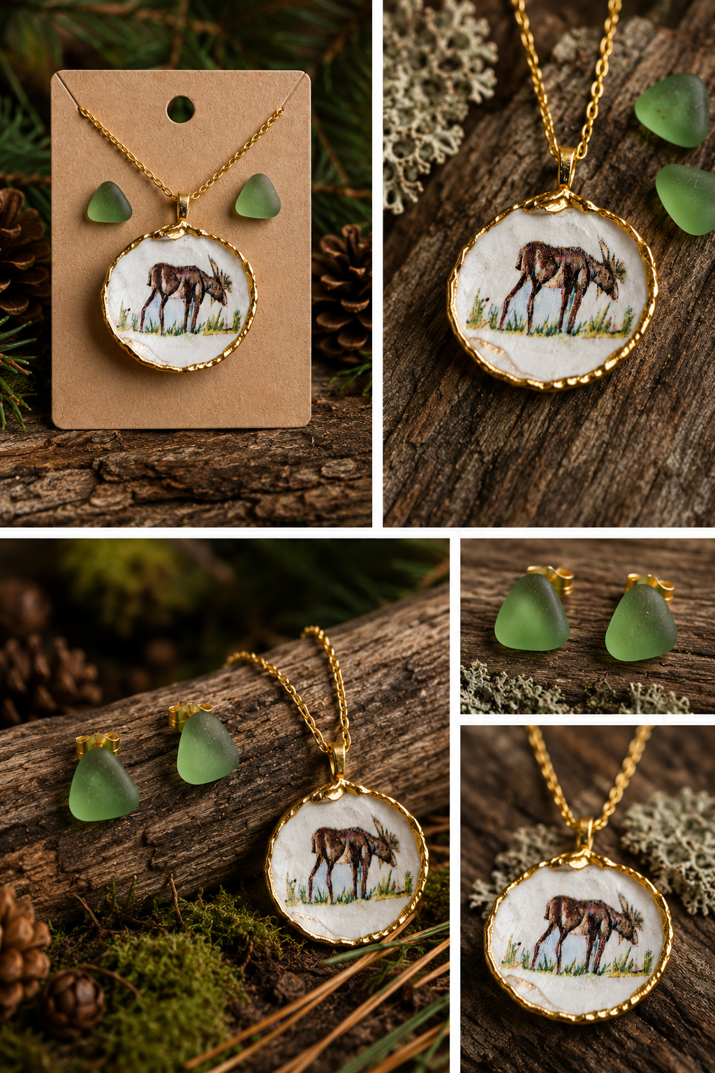 Maine Moose Jewelry Set