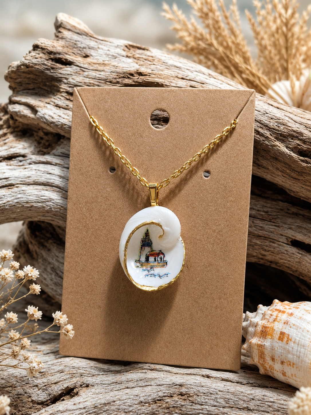 Baby's Ear Shell Pendant and Necklace